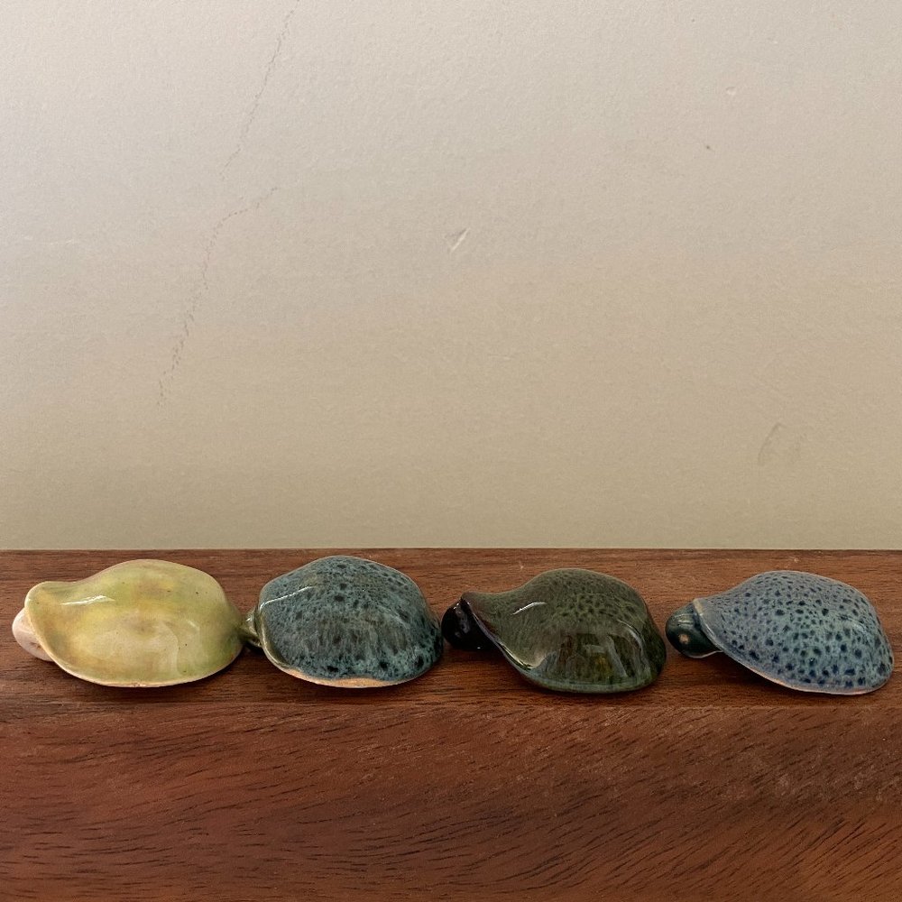 Glazed Pottery Turtles - Set of 4 - Vintage - Picture 1 of 8